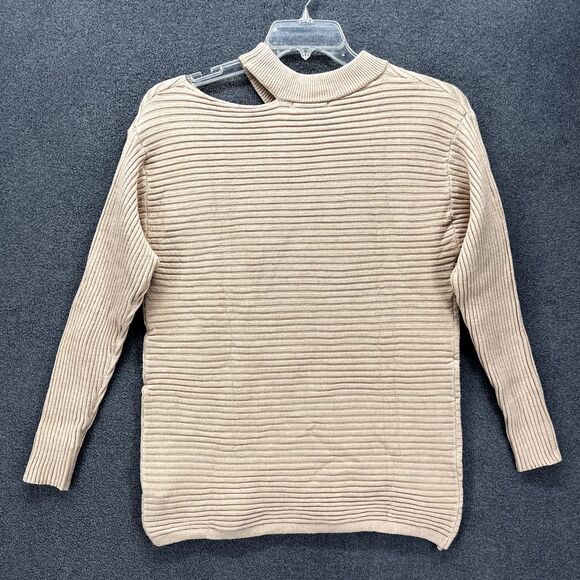 KIRUNDO Sweater Womens Small Cream Long Sleeves Casual Cold Shoulder - Picture 2 of 13